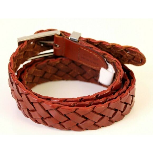 Jones Wear BRAIDED BROWN GENUINE LEATHER 1"Wd CASUAL DRESS WOMEN'S BELT L (T10 - Picture 4 of 9